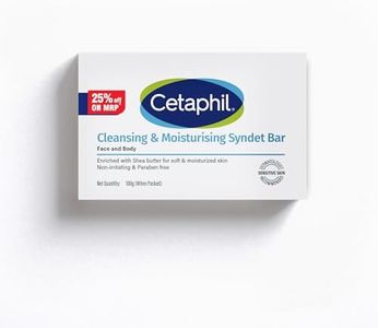 Cetaphil Cleansing Moisturizing Syndet Bar 100 gm – Gentle Soap-Free Syndet Cleansing Bar Pack with Shea Butter Blend, pH Balanced Moisturizing & Hydrating Formula for Sensitive & Dry Skin, Hypoallergenic & Non-Irritant Daily Cleanser for Face & Body