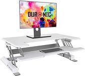 Duronic Standing Desk Converter DM05D1 WE Adjustable Sit Stand Desks Workstation Wood Height Adjusting Sitting Riser for Office Table PC Laptops Computer Monitor Screen Keyboard and Mouse