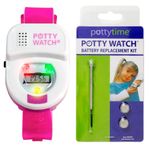 Potty Time: The Original Potty Watch | Newly Improved 2020 ~ Water Resistant | Toddler Toilet Training Aid, Warranty Included (Automatic Timers with Music for Gentle Reminders), Pink + Battery Kit