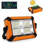 GIGAWATTS 30W LED Solar Flood Light 12Ah Battery Chip Technology Water Resistant Flush Mount Outdoor Lamp for Home Garden Terrace Parking Garage Basement Farms (Set of 1, Cool White)