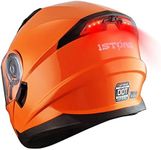 1Storm New Motorcycle Bike Modular Full Face Helmet Dual Visor Sun Shield with Rechargeable LED Tail Light: Glossy Orange