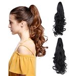 Claw Clip Ponytail Hair Extension - Remeehi Body Wave Remy Human Hair Jaw Ponytails Hairpiece For Black Women (20" 115g 1B#)