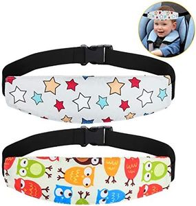 Baby Carseat Head Support,Car seat Straps Pillow Support Ban,Stroller Neck Relief Strap Headrest,Slumber Sling Sleep Positioner for Toddler Infants Child Children Kids(White Stars + Birds)