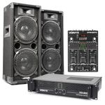 MAX28 Dual 8" Passive DJ PA Speaker System with Amplifier, Mixer, Cables – Complete 1500W DJ Starter Kit for Home Parties, Bedroom DJ Setup, and Small Events