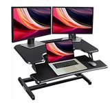 ADAPTZONE Height Adjustable Standing Desk Converter - 33 Inch Sit Stand Up Workstation with Keyboard Tray for Dual Monitors