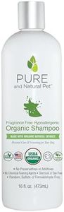 Pure and Natural Pet USDA Certified Organic Fragrance Free Hypoallergenic Shampoo (Fragrance Free) 16 oz.