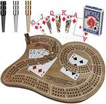 Official Bicycle Cribbage Board Game Set 29 with Bicycle Playing Cards and 9 Premium Metal Crib Pegs