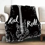 Levens Guitar Blanket Gifts for Women Boys Men, Electric Guitar Rock Roll Music Decoration for Home Bedroom Living Room Sofa Lounge, Soft Cozy Lightweight Throw Blankets Black Twin 60"x80"