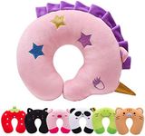 H HOMEWINS Travel Pillow for Kids Toddlers - Soft Neck Head Chin Support Pillow, Cute Animal, Comfortable in Any Sitting Position for Airplane,Car,Train,Machine Washable,Children Gift (Unicorn)