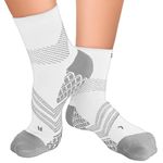TechWare Pro Plantar Fasciitis Sock – Therapy Grade Targeted Cushion Compression Socks Men & Women. Ankle Brace Foot Sleeve & Arch Support for Achilles Tendonitis & Heel Pain Relief (Wht/Gry MED)