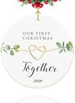 First Christmas Together Ornament 2024, Our First Christmas Together Gifts,Gift for 1st Anniversary, 2.9" Ceramic Boyfriend Girlfriend Christmas Ornament 2024