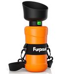 Furpezoo Dog Water Bottle, 800 ml, Water Bottles for Dogs and Cats,Lightweight Pets Dog Drinking Bottle with Foldable Silicone Water Bowl, for Outdoor Walks, Hiking, Travel, Orange