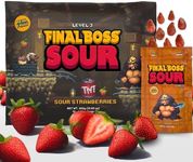 Final Boss Extremely Super Sour Candy, Natural Chewy Strawberry Gummies Made with Dried Fruit, Free of Artificial Colors, Low Calorie Healthy Snack for Kids & Adults, 1.06oz, 10 Pack (LvL 3 Sourness)