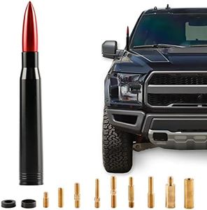 BJSIA Universal Bullet Antenna, Truck Antenna Replacement, Compatible with Ford, Dodge, Chevrolet, GMC, Jeep, Toyota, Red, Car Accessories
