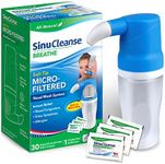 SinuCleanse Soft Tip Micro-Filtered Nasal Wash System, Relieves Nasal Congestion Due to Cold & Flu, Dry Air, Allergies, 30 All-Natural Saline Packets, Made in USA