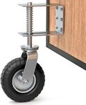 Heavy Duty Fence Gate Wheel - 8-inch Gate Wheels for Wooden or Metal Gate - Spring Loaded Farm Caster Support Wheel with Suspension for Swing Rolling Metal Tube Gate - Flat Free Tire - 360 Swivel