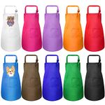 Geebuzz 10 Pieces Kids Apron Adjusable Blank DIY Children Chef Aprons Craft Aprons with Pockets for Kitchen Painting Cooking Baking (Multicolor, Small)