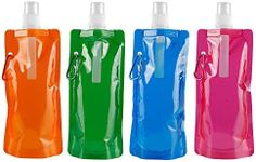 WBCBEC 4 Pieces Collapsible Water Bottle Reusable Drinking Water Bottle with Clip for Biking, Hiking Travel, Outdoor Activities, 4 Colors
