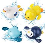 twoonto Bath Toys, Wind Up Bath Toys 4 Pcs for Baby Kids Bathtub Toys Bathroom Float Toy for Toddler Boys Girls 0 1 2 3 4 Years Old