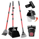 Ormalla Pooper Scooper Swivel Bin & Rake & Spade with 60 Waste Bags, Heavy Duty Dog Poop Scooper for Large Medium Small Dogs, Long Stainless Steel Handle Use on Yard, Grass, Dirt or Gravel