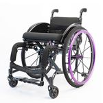 Folding Sports Wheelchair, Lightweight Wheelchair for Adults, Adjustable Footrest and Seat Height,Self-propelled Manual Chair with Anti-Tipper, All Terrain Wheelchair (Purple)