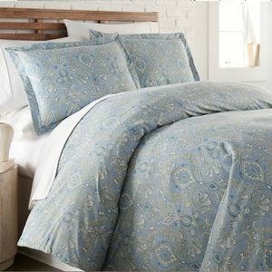Southshore Fine Living, Inc. 3-Piece Premium Bedding California King Comforter Set, All Season Down Alternative, Oversized Bedspread with 2 Pillow Shams, California/King Bedding, Paisley Blue
