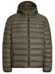 Polo Ralph Lauren Men's Lightweight Bleeker Down Jacket, Dark Loden (With Hoodie), XL