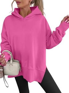 ANRABESS Hoodies for Women Oversized Thumb Hole Sweatshirts,Hot Pink,S