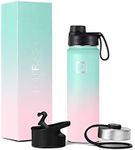 IRON °FLASK Camping & Hiking Hydration Flask with 3 Lids - Stainless Steel, Double Walled & Vacuum Insulated Water Bottle - Leak Proof & BPA Free (Bubble Gum, Spout - 22 oz)