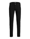 JACK & JONES Mens Black Slim Fit Jeans Low Rise Button Fastening Denim Pants for Men, 34 Waist