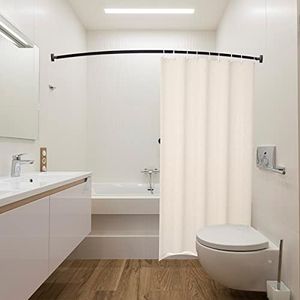 Ailzai Curved Shower Curtain Rod 42-74 Inches Adjustable, Stainless Steel Shower Rod Anti-rust Curved Shower Curtain Rod for Bathroom Bathtub Stall Black, Need to Drill