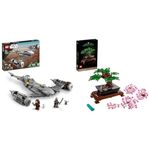 LEGO 75325 Star Wars The Mandalorian's N-1 Starfighter Building Toy, The Book of Boba Fett, with Baby Yoda and Droid Figures & 10281 Icons Bonsai Tree Set, Plants Home Décor Set with Flowers