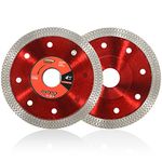 Diamond Blade 4-1/2 inch for Angle Grinder, 4.5” Diamond Saw Blade, 115mm Super Thin Tile Blade for Cutting Porcelain Ceramic Granite Marble(2 Pack, Red)