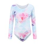 Gymnastics Leotards for Girls Ballet Dance Geometric Metallic Long Sleeve Leotards Unitards Bodysuit Dancewear Size 8