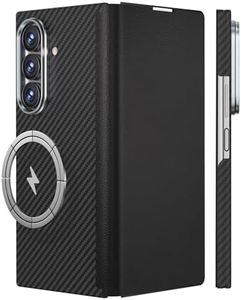 HelloDeere Carbon Fiber Phone Case for Samsung Galaxy Z Fold 7, Ultra-Slim & Lightweight Aramid Fiber Cover, Real Fiber Weave, Caseless Touch Feel, MagSafe Compatible with Hinge Protection Black
