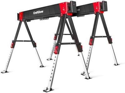 CRAFTZONE Saw Horses 2 Pack Folding Heavy Duty Tool Portable Table Saw Horse Stand Adjustable Brackets 2X4 Sawhorses Workhorse for Craftsman 2700lbs