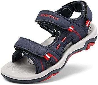 DREAM PAIRS Boys Girls Sandals Kids Athletic Summer Sports Water Shoes for Toddler/Little Kid/Big Kid,Size 12 Little Kid,Navy/Red,170891_K