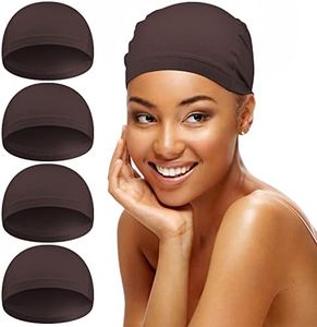 4 Pcs Bamboo Fiber Wig Cap Bamboo Wig Liner Cap for Women Hairloss Elastic Breathable Bald Cap Under Wigs (Dark Brown)