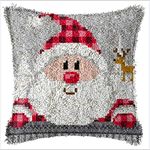 MIAOLLUN Latch Hook Kit, Christmas Latch Hook Kits for Adults DIY Decorative Pillowcase Embroidery Cross Stitch Arts Craft for Home Sofa Furniture 17X17inch