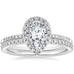 EAMTI 1.5CT 925 Sterling Silver Bridal Rings Sets Pear Teardrop Cubic Zirconia Halo CZ Engagements Rings Wedding Bands for Women Promise Rings for her Size 7