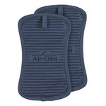 Silicone Pot Holders for Kitchen, 100% Cotton, Heat-Resistant Up to 500 Degrees, 2 Pack Indigo All-Clad Textiles