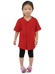Hat and Beyond Kids Baseball Jersey Button Down T Shirts Active Uniforms XXS-XL 5KSA0002 - Red - XS