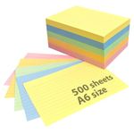 NOTI A6 Neon Multi-Coloured Flash Revision Record Index Cards with Headline, Cue Cards, Ruled Notecards, Assorted 5 Colours 100 Sheets Each Colour for School Office Home Study (Pack of 500)