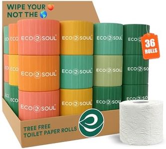 ECO SOUL Bamboo Toilet Paper 3 Ply 36 Mega Rolls = 72 Regular Rolls | Eco Friendly Septic Safe Organic Bath Tissues Sustainable Toilet Paper Compostable - FSC Certified
