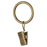 30 PCS 1-Inch Antique Brass Clips Curtain Ring for Curtain Rod, This Small Drapery Curtain Ring with Clips Hook Fit Up to 0.4~0.75 -inch Drapery Panel