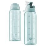 Teentumn Straw Water Bottle BPA Free Tritan with Time Markers, 30oz Large Durable Gym Plastic Bottle for Fitness, Outdoor Enthusiasts, Leakproof (Pack of 1)