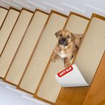 MBIGM 8" X 25.6" (15-Pack) Non-Slip Carpet Stair Treads Non-Skid Safety Rug Slip Resistant Indoor Runner for Kids Elders and Pets with Reusable Adhesive, Camel