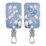 kwmobile Key Cover Compatible with Renault 4 Button Car Key (only Keyless Go) - Faux Leather - Magnolias Taupe/White/Blue Grey