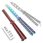 WAZG 3 PCS Butterfly Knife Trainer, Stainless Steel Practice Butterfly Comb, Unsharpened Balisong for Beginners Training Flipping Tricks