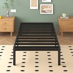 Lutown-Teen 14 Inch Twin XL Bed Frames with Rounded Corner Legs, Sturdy Mattress Foundation, Heavy Duty Metal XL Twin Platform No Box Spring Needed, Noise Free, Easy Assembly, Black